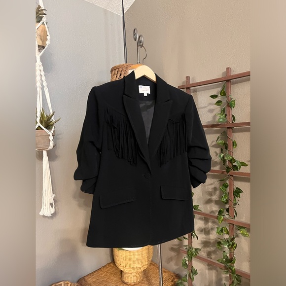 ▪️Cinq à Sept Black Dani Fringe Blazer Jacket - Picture 7 of 14